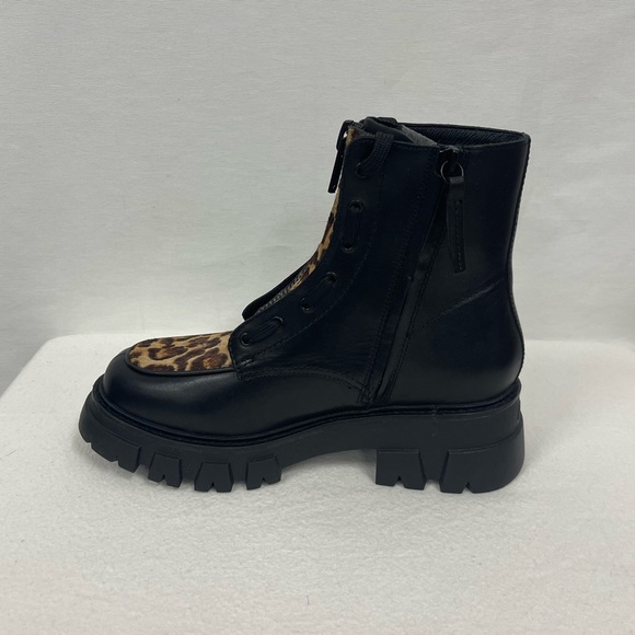 ASH Lynch Lynne Leather & Calf Hair Combat Bike Booties Size US 6.5-7 EU 37 NWT - Picture 6 of 13